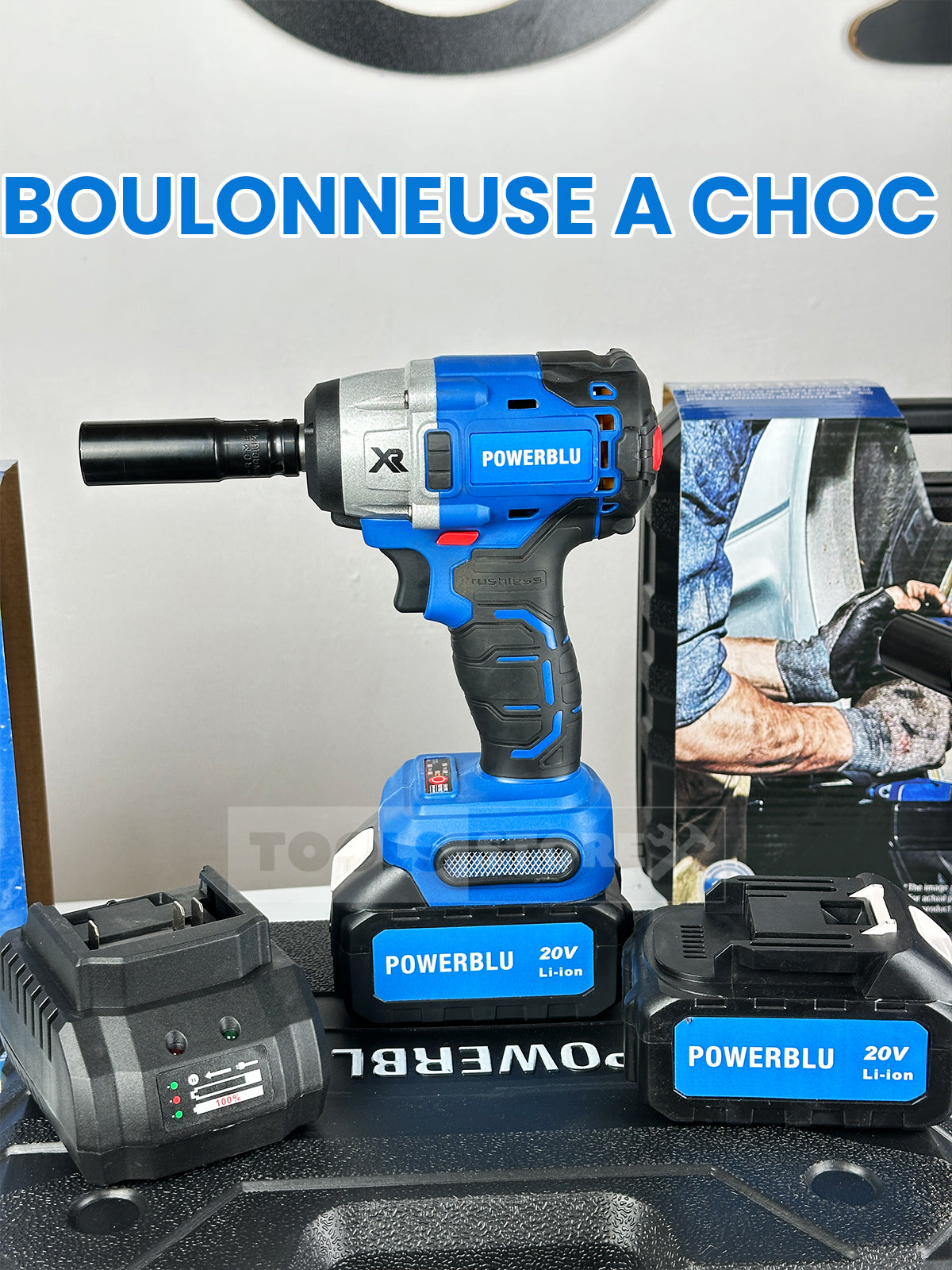 BOULONNEUSE A CHOC 20V POWER BLU DOUBLE BATTERIE BRUSHLESS - 🛠شركة تولز سطور لبيع جميع المعدات الحرفية و الإحترافية🛠  #